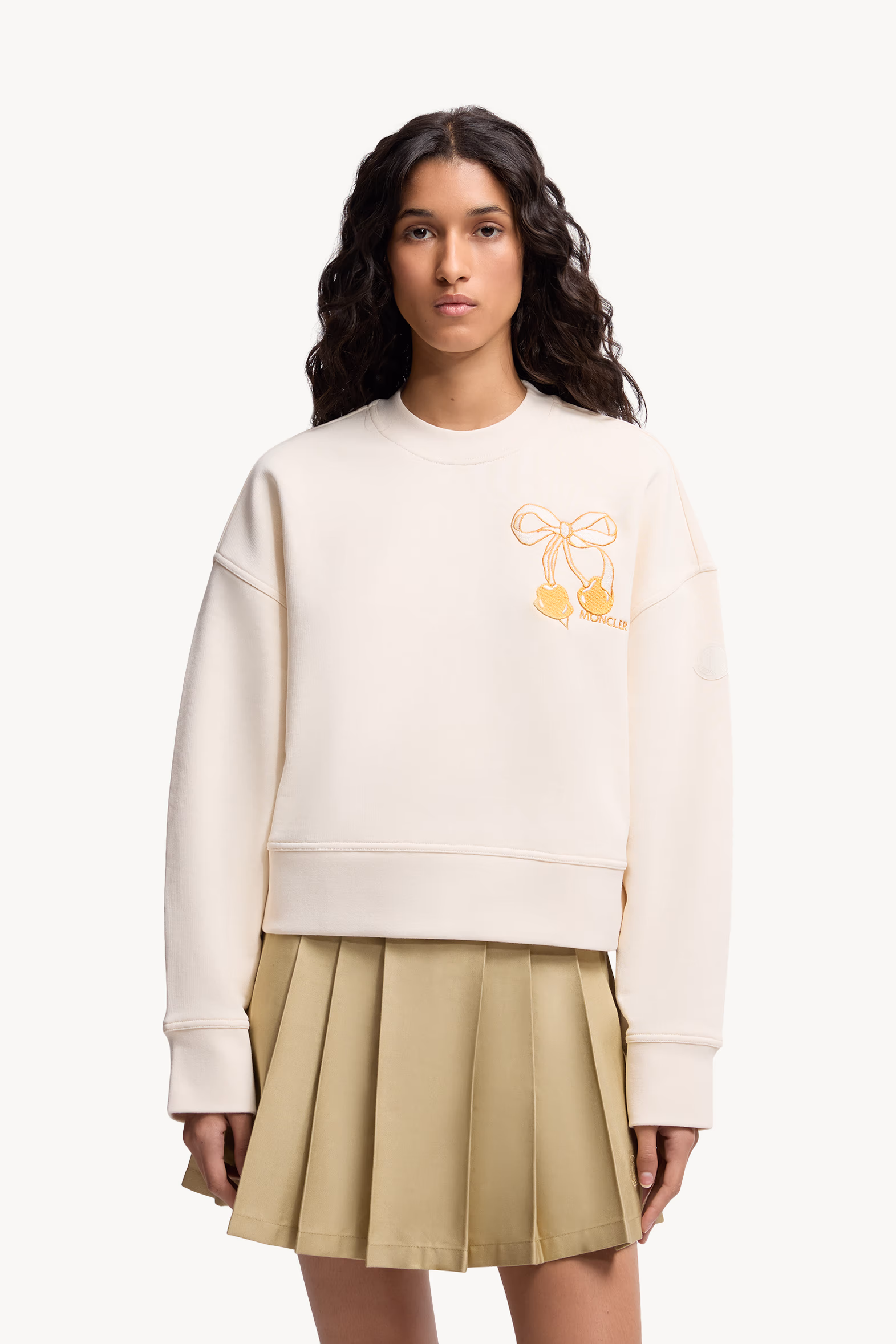 Sweat en coton brodé Femmes Blanc Ivoire Moncler 3